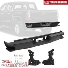 Black Rear Step Bumper without Sensor Hole For 14-18 Chevy Silverado Sierra 1500