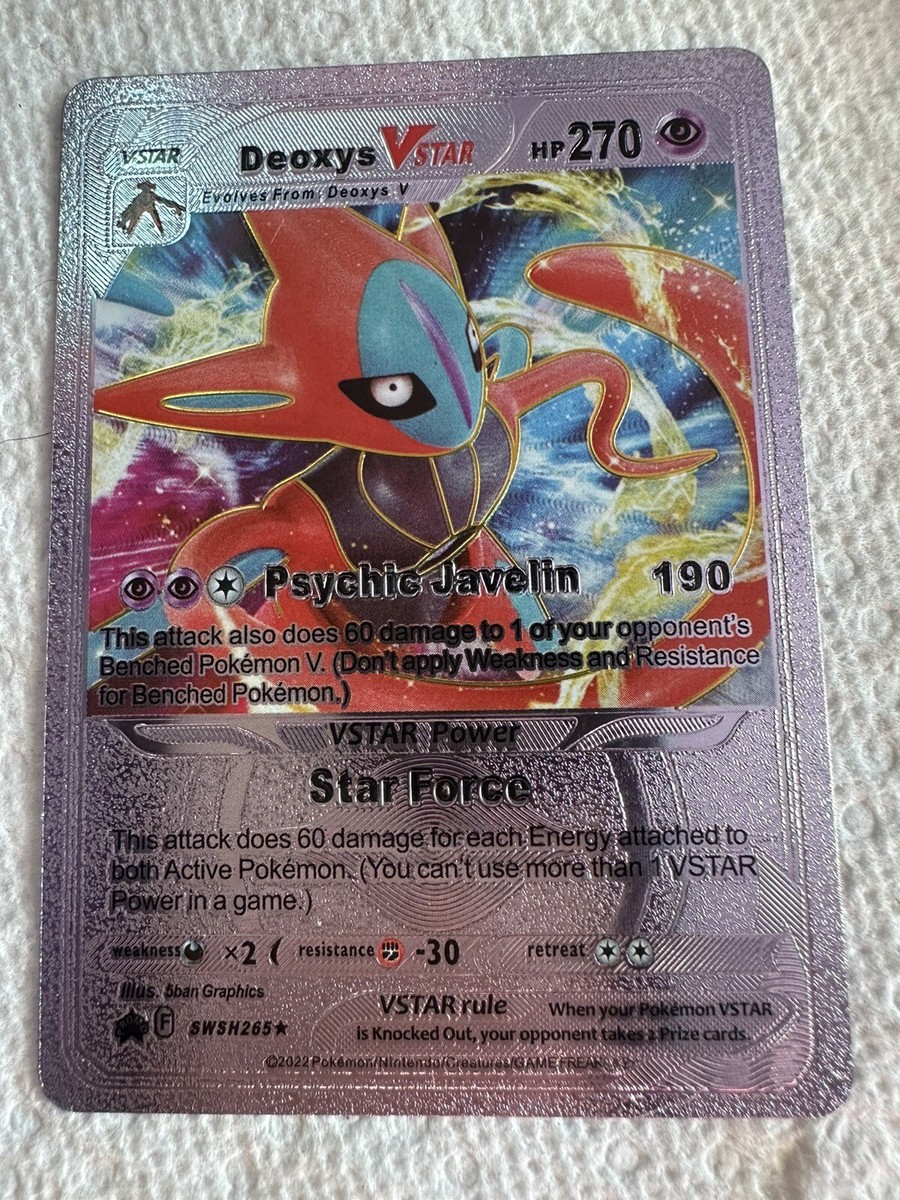 Pokémon Lt Purple Foil Card Deoxys Vstar ☄️Fan Art Card☄️Hp270