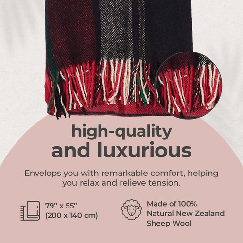 Cozy Blankets Zealand Virgin Wool Twin Size (79" ") Redandblack for