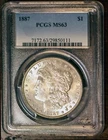 1887 $1 Silver Morgan Dollar MS 63 PCGS # 29850111 + Bonus