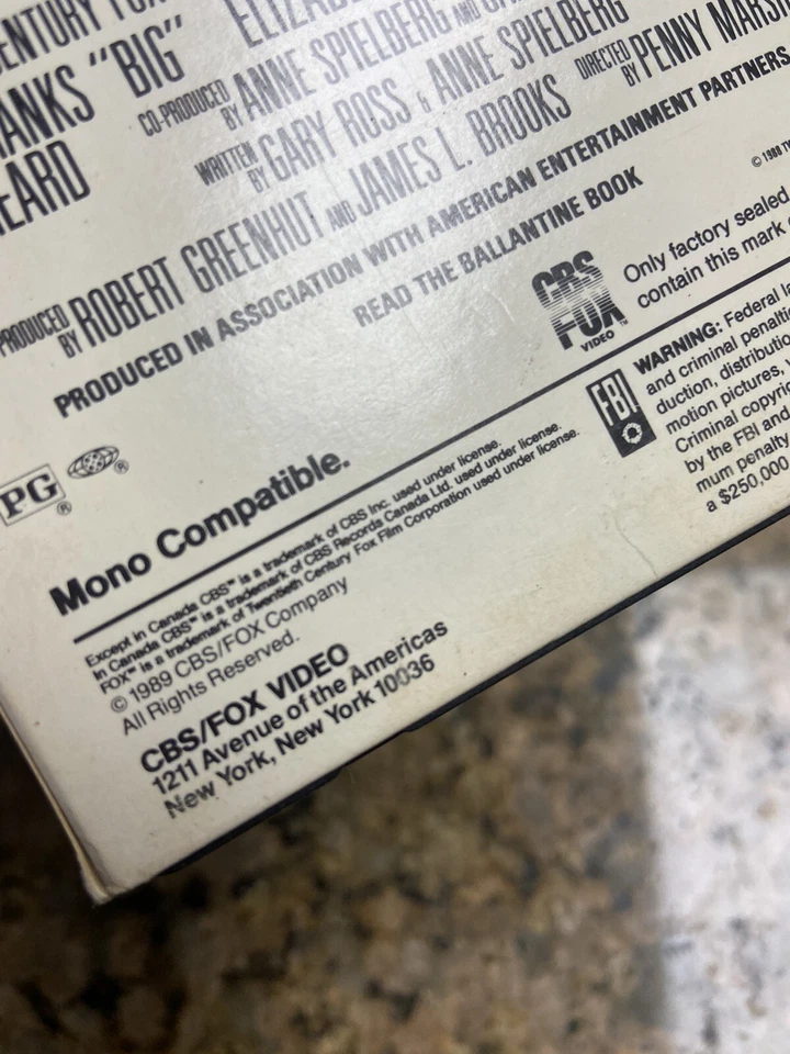 Vintage Original Release BIG Tom Hanks CBS FOX VHS Cassette Tape Rare 1989 Foto 3 de 4