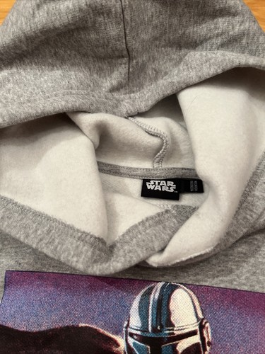 Star Wars Mandalorian Youth Unisex XLG Gray Pullover Hoodie NWT - Picture 3 of 6