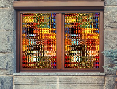 3D Color Texture O2008 Window Film Print Sticker Cling Stained Glass UV Block Fa