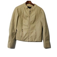 Sz Xl Ladies Therapy Polyurethane Oyster White Lined Zippered Jacket. Preowned 