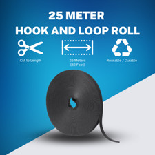 Hook  Loop Fastener, Double-Sided Roll, 25 Meters 82' , Cut to Length