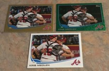 Kris Medlen 2013 Topps Gold Border + Green Emerald Foil Parallel + Base LOT #344