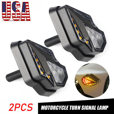 2X Motorcycle Triangle Flush Mount DRL LED Turn Signals Blinker Light Red Amber