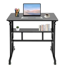 Rolling Desk Laptop Table Home Office Workstation Computer Table Height Adjust