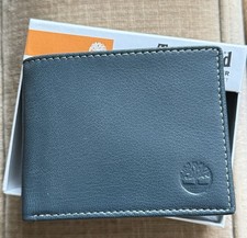 New in Box Timberland Navy Genuine Leather Passcase Wallet 4 x3.5 Tag 55