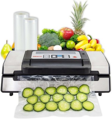 Nesco Deluxe Food VS-12 Vacuum Sealer, 130 Watts, Kit Bags & Viewing Lid, Compac