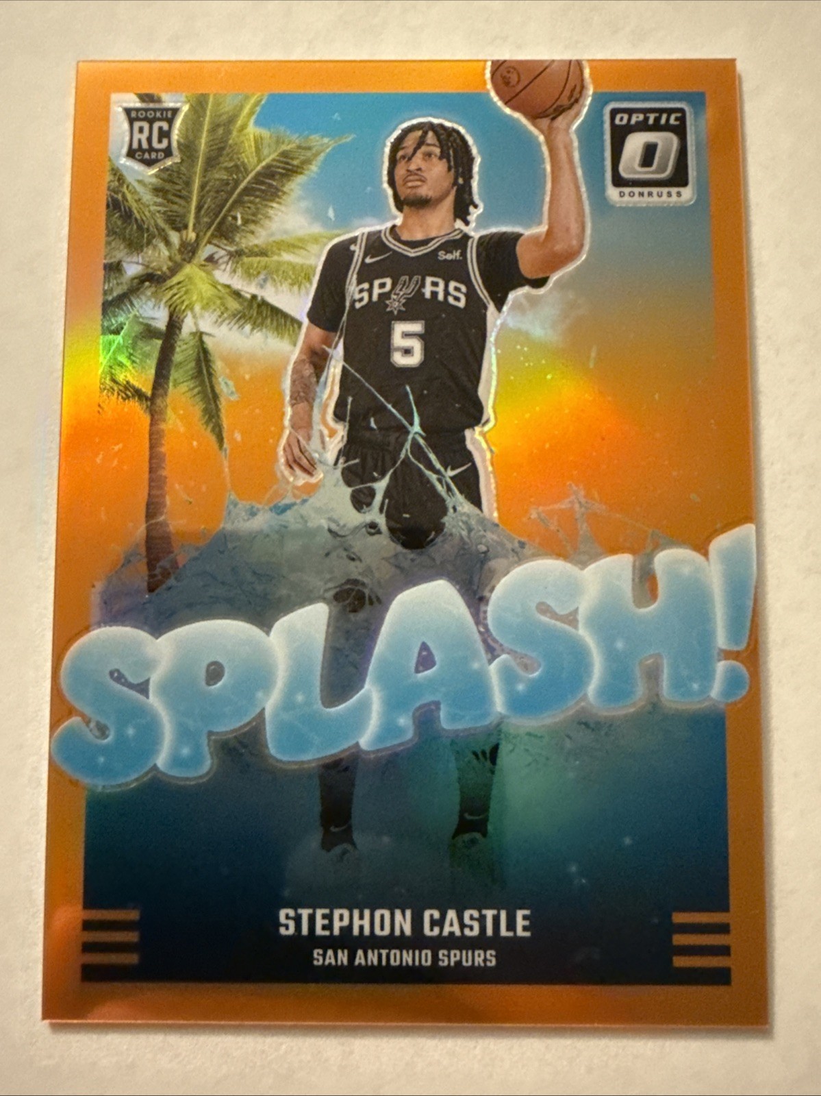 Stephon Castle 2024 Panini Optic Splash! True Orange Prizm Variation Rc #37/39