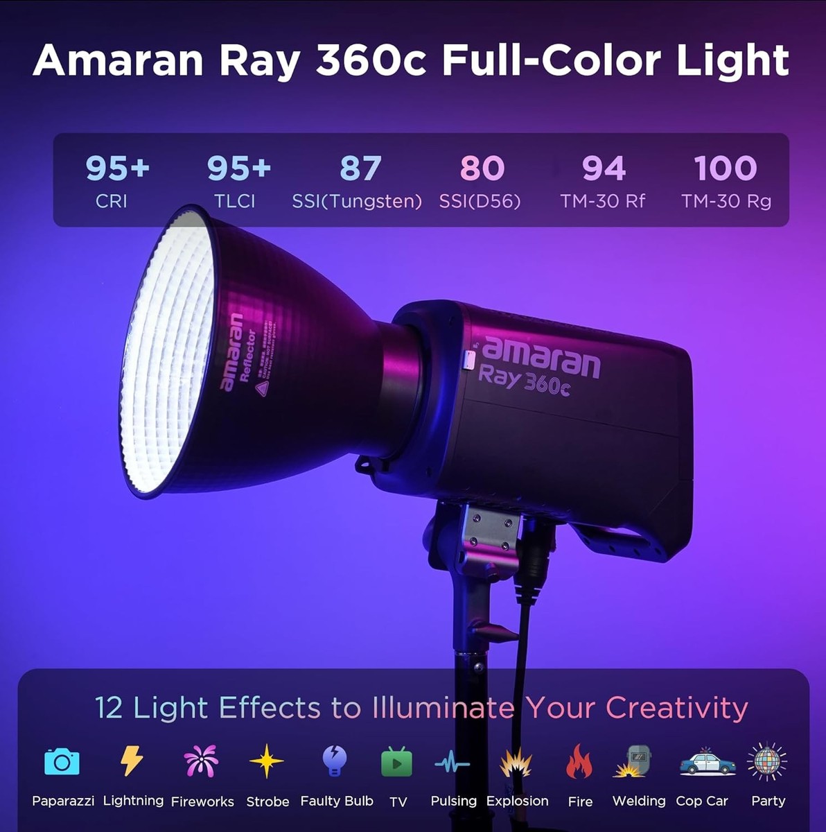 Aputure Amaran Ray 360c 360W RGBWW Full Color LED Video COB Light