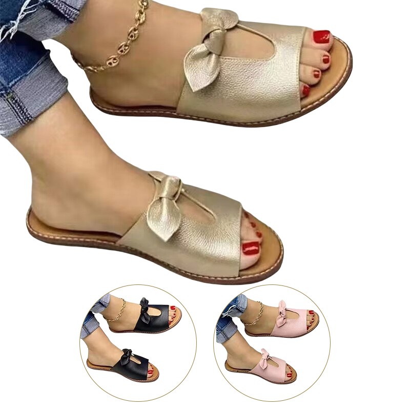 PANTOFOLA D’ORO Ciabatte da spiaggia estive da donna carine con nodo a farfalla piatte casual