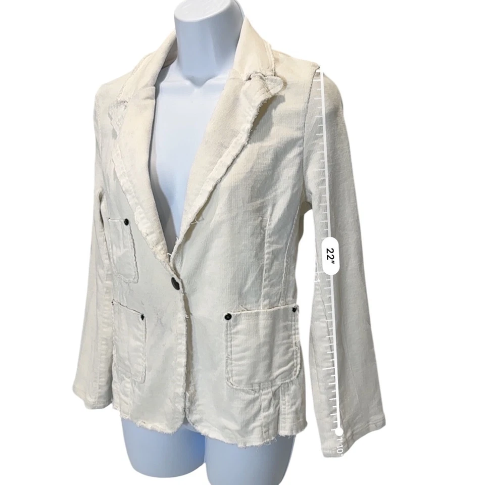 Chaqueta ajustada de pana blanca Revival Bebe 2009 de colección elástica Y2K Bella Foto 3 de 4