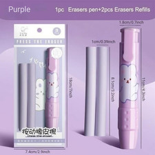 Pen Type Eraser Set Replaceable Core, Cute Cartoon Pencil Erasers for Kids, Retr