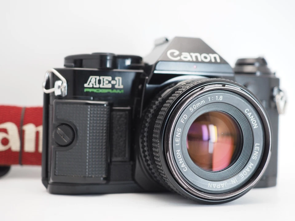 Canon AE-1 Program analoge Kamera schwarz neues FD NFD 50mm F1.8 Objektiv aus Japan #J143 - Bild 2 von 4
