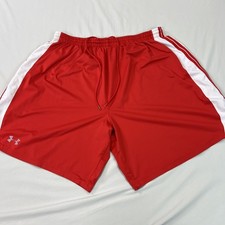 Under Armour Gym Shorts Mens 2XL XXL Red Workout Breathable Drawstring