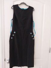 Tahari Black Blue Turquoise Lining Sheath Work Professional Dress 2