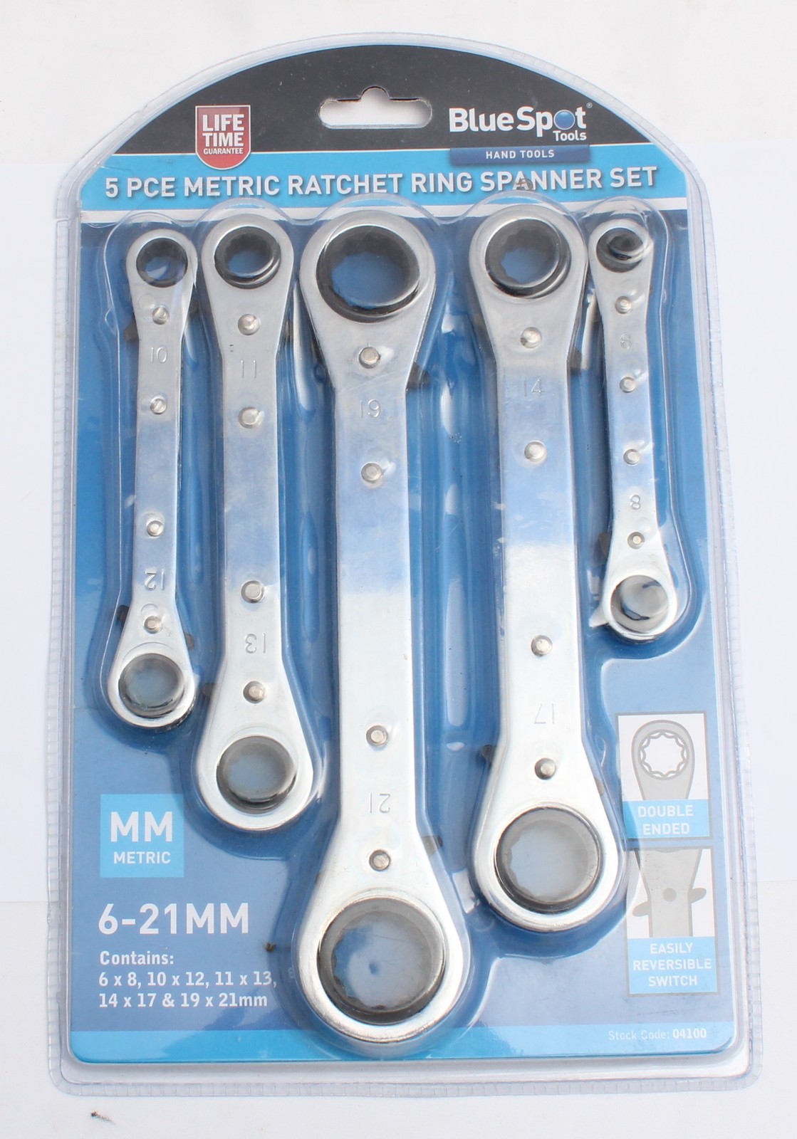 Blue Spot Tools 5PCE Metric Ratchet Ring Spanner Set 6-21MM