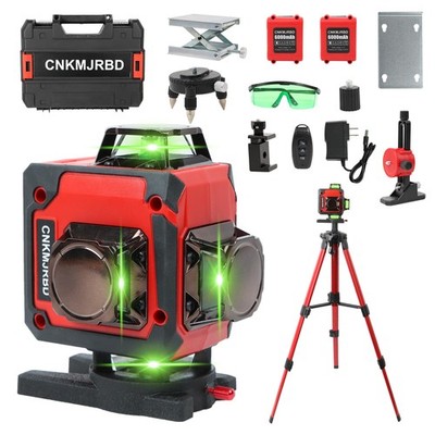 Laser Level 16-Line 4x360°4D Green Cross, with 2 Batteries, Remote Control, A...