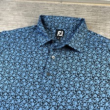 Footjoy Polo Shirt Mens Extra Large Blue Performance Golf All Over Print
