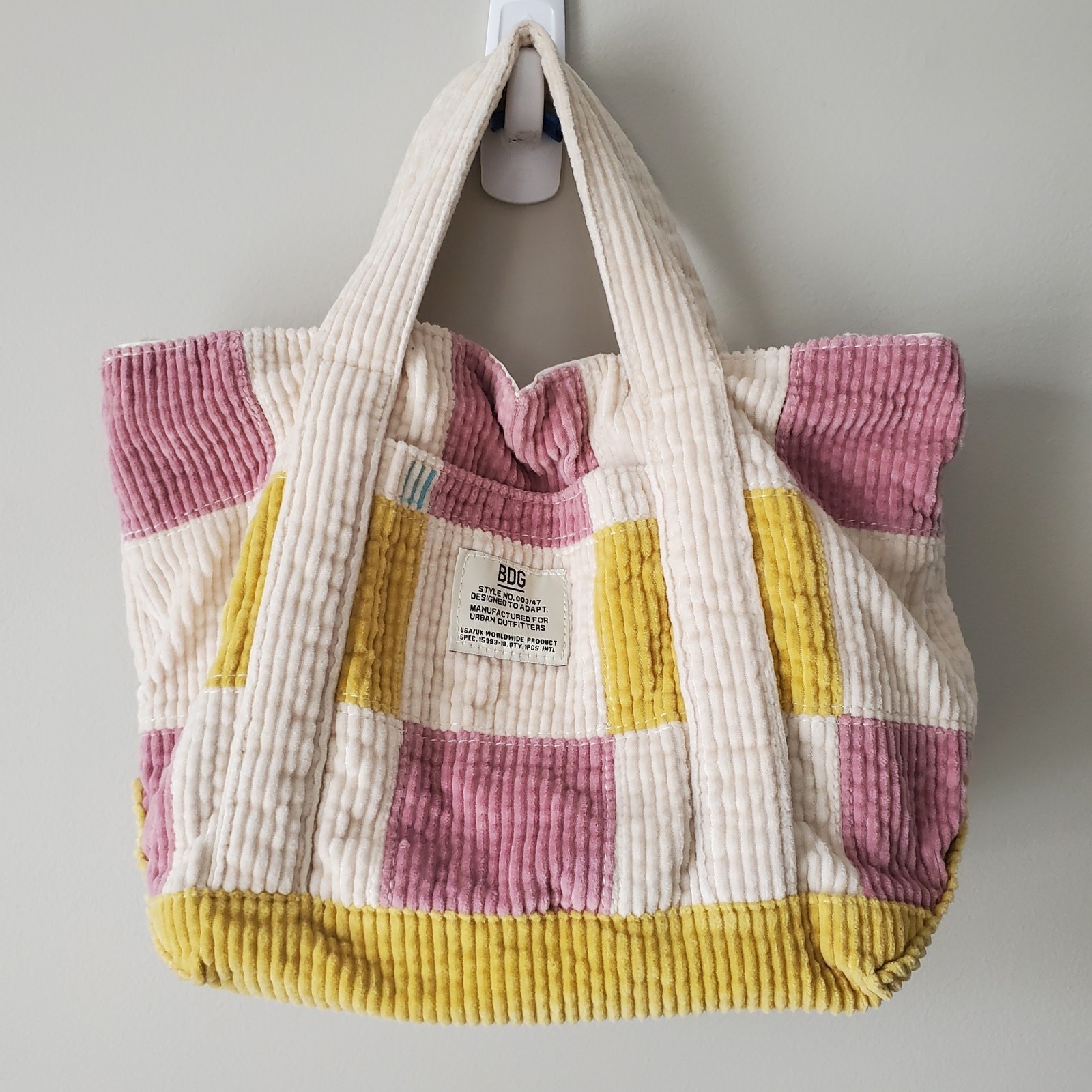 BDG Yellow Pink Cream Patchwork Mini Corduroy Tot… - image 2