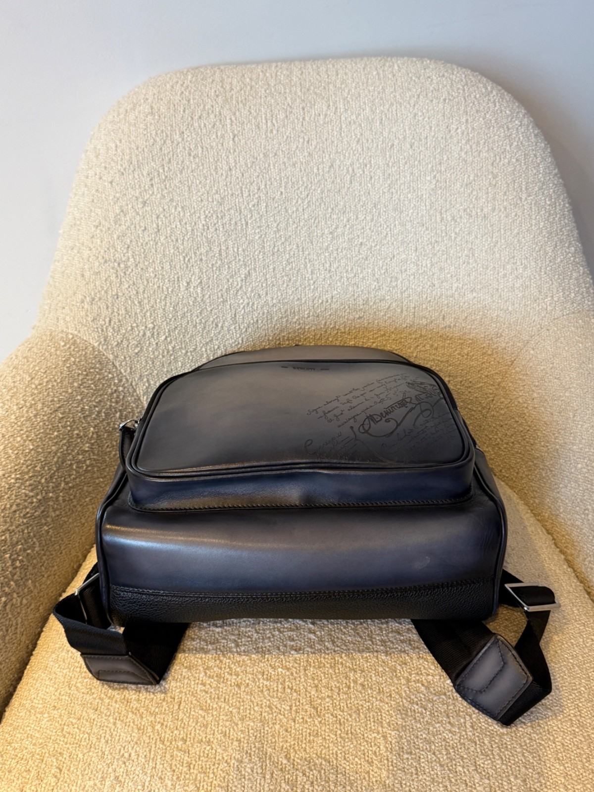 Authentic Berluti Time Off Scritto Blue Leather Backpack Bag £3,100 Mr Porter BN image 9