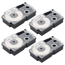 4 Pack 12mm Black on White Label Tape Label Maker Compatible with KL