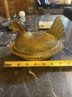 Rare Vintage Amber Glass~ Rooster ~Hen On Nest Covered Candy Dish 7x6x5.5