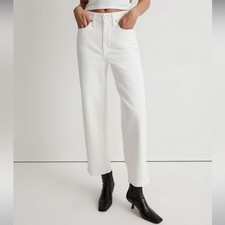 Madewell NWT Perfect Vintage Wide Leg Crop Jeans Size 31 High Rise in Tile White