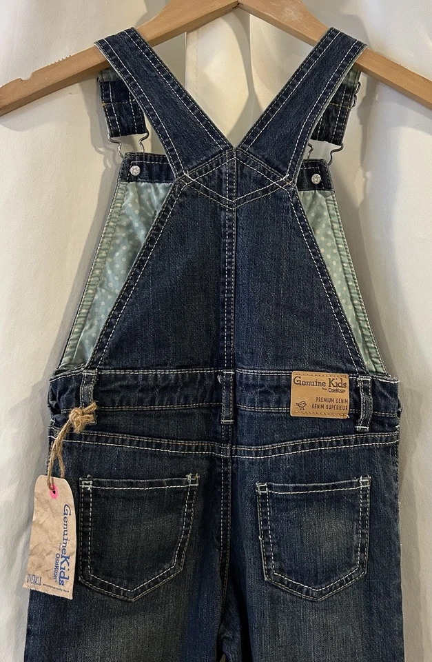 GENUINO NIÑOS 5T Azul Denim Babero Floral Bordado Correas Ajustables Nuevo con Etiquetas Foto 4 de 4