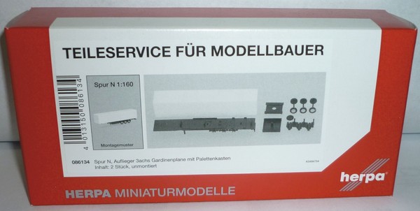 Herpa 086134 Gardinenplanenauflieger Mit Palettenkasten 3-Achs Soloauflieger-image