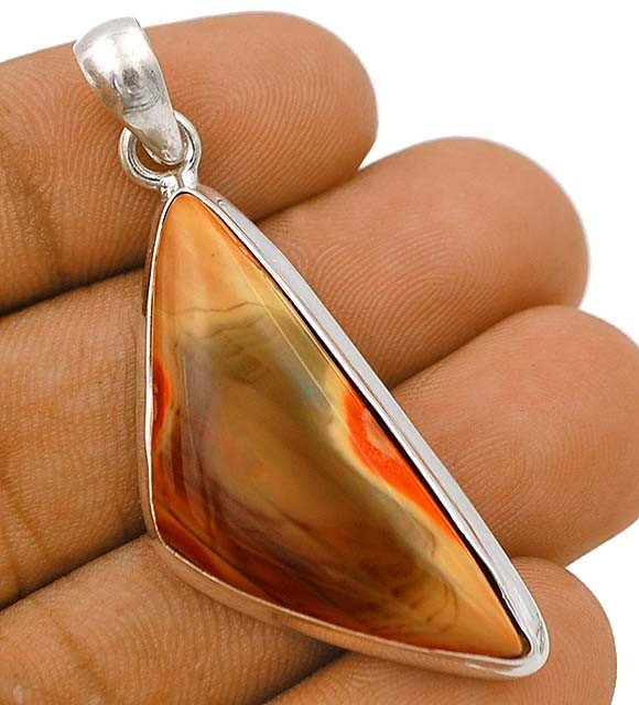 Natural Polychrome Jasper 925 Solid Sterling Silver Pendant Jewelry