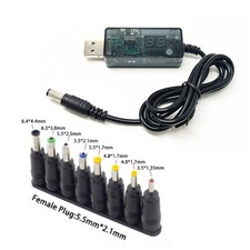 USB to DC 9V 12V Step-Up Module Converter Cable Power Boost Adapter With 8 Plugs
