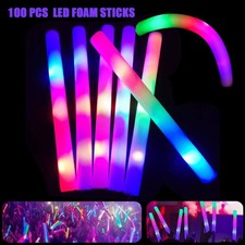 100PCS Light Up Foam Sticks Flashing Glow Stick For Party