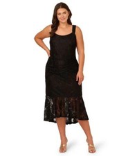 Adrianna Plus Size Lace Midi Dress Black 18W | MSRP $220