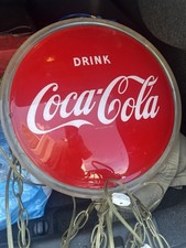 Coca-Cola Original Round Electric Lighted Sign, Red/White Soda (1950)