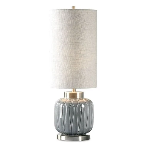 UTTERMOST 29559-1 ZAHLIA AGED GRAY EMBOSSED DECORATIVE CERAMIC TABLE LAMP - Picture 2 of 7