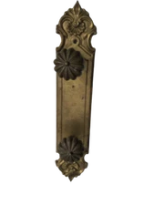 Nostalgic Gold Double Tandem Door Knob on Same Victorian Plate 15 1/4"