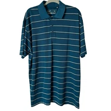 Cutter & Buck Polo Shirt Mens XL Teal Striped Moisture Wicking Golf DryTec