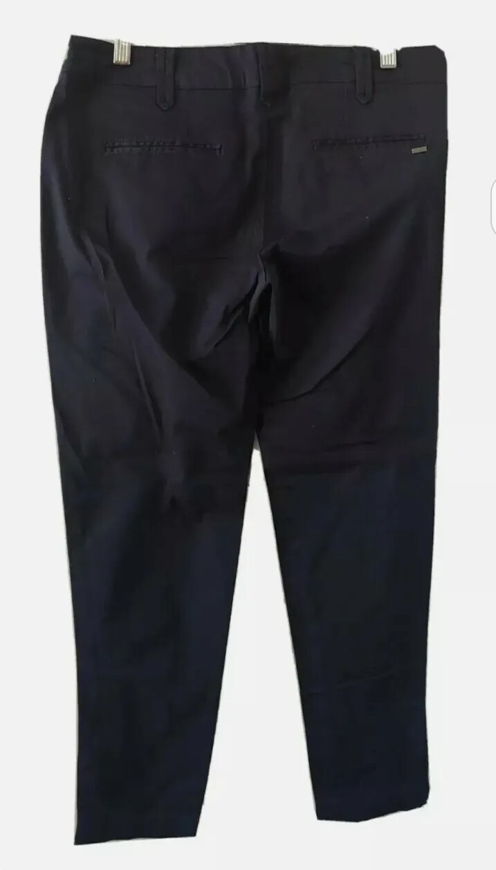 Mango MNG Basics Womens Pants Size 12 Blue Zipup Pockets Stretch Flat Front thumbnail 2