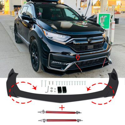 For Honda Pilot 2009-2015 Front Bumper Lip Chin Spoiler Splitter Kit + Strut Rod