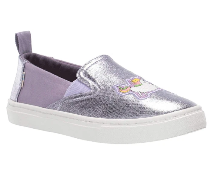 Zapatilla deportiva sin cordones Toms Z1420* lámina de orquídea unicornio púrpura para niñas pequeñas talla 6 Foto 2 de 3