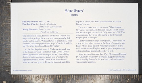 STAR WARS - YODA Gold Plated First Day Cover - May 25 2007 - Disney - MINT - Picture 3 of 6