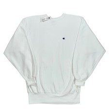 Vintage 90s Champion Reverse Weave White Long Sleeve Crewneck Sweatshirt Sz 2XL