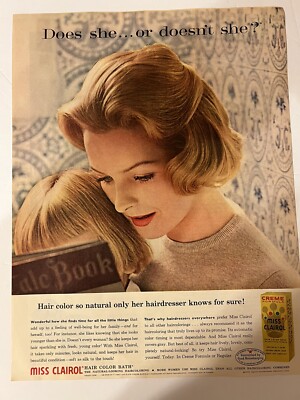 Vtg 1961 Miss Clairol AD, Does she...or doesn't she? Only her hairdresser knows