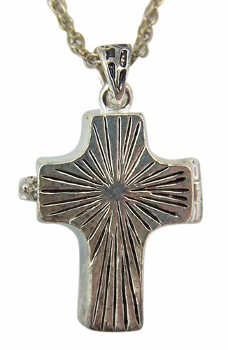 Silver-Toned Healing Prayer Antique Finish Cross Locket, 1 Inch - Picture 5 of 5