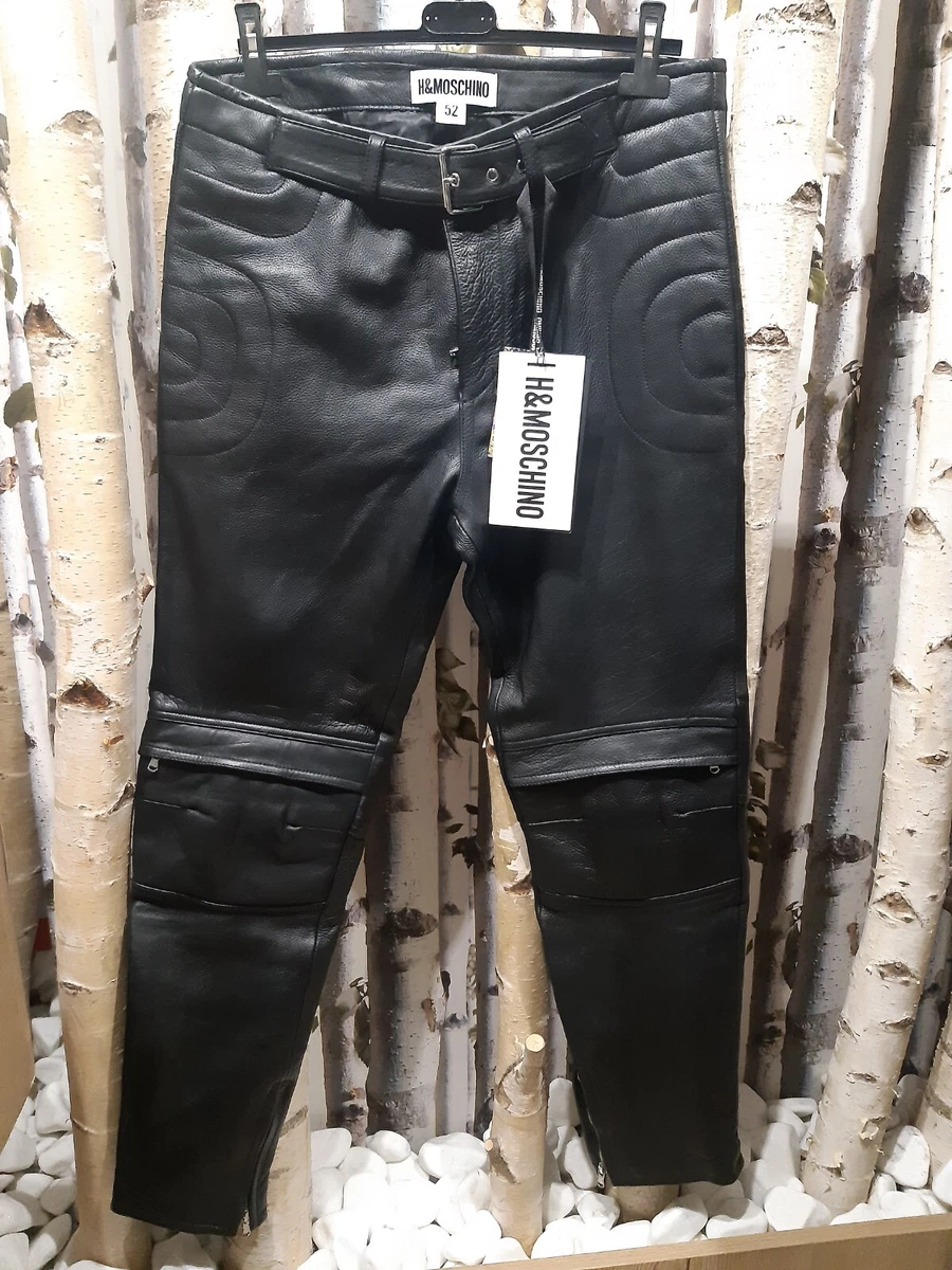 MOSCHINO H&M LEATHER WOMENS PANTS SIZE 52 BLACK NEW