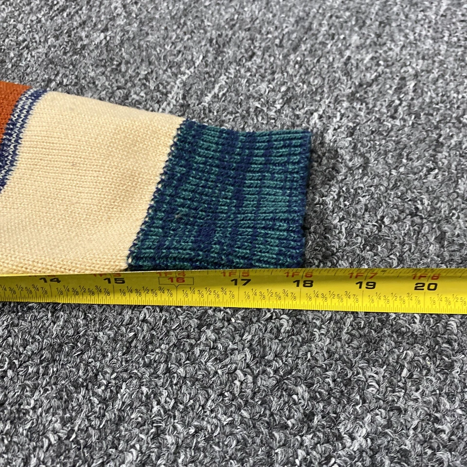 80s Vintage Mens M Novelty Print Sweater JC Penney Striped Indian Heads - Image 4 of 4