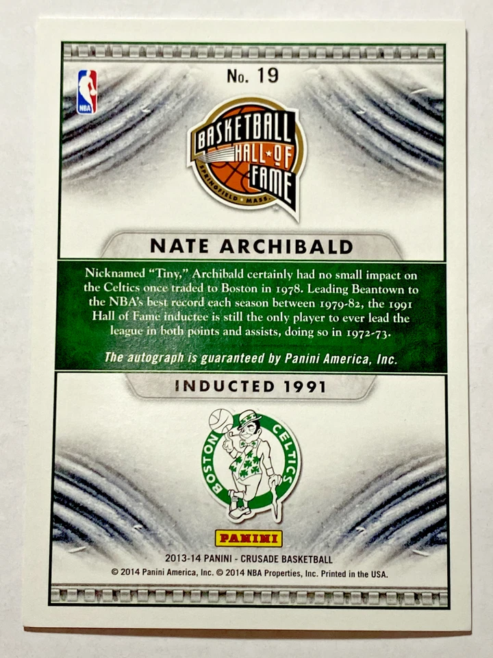 2013 CRUSADE SULTAN OF SPRINGFIELD AUTO # 1/10 NATE ARCHIBALD CELTICS FREE SHIP - Image 3 of 3
